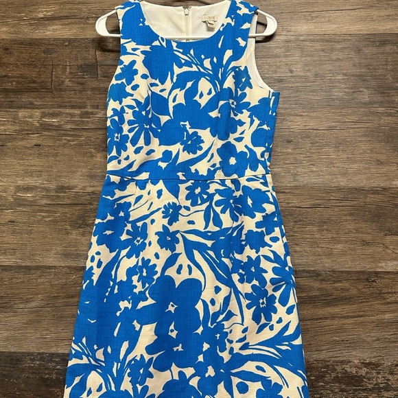 J. Crew Blue and White Floral Spring Dress 100% Cotton - Picture 1 of 6